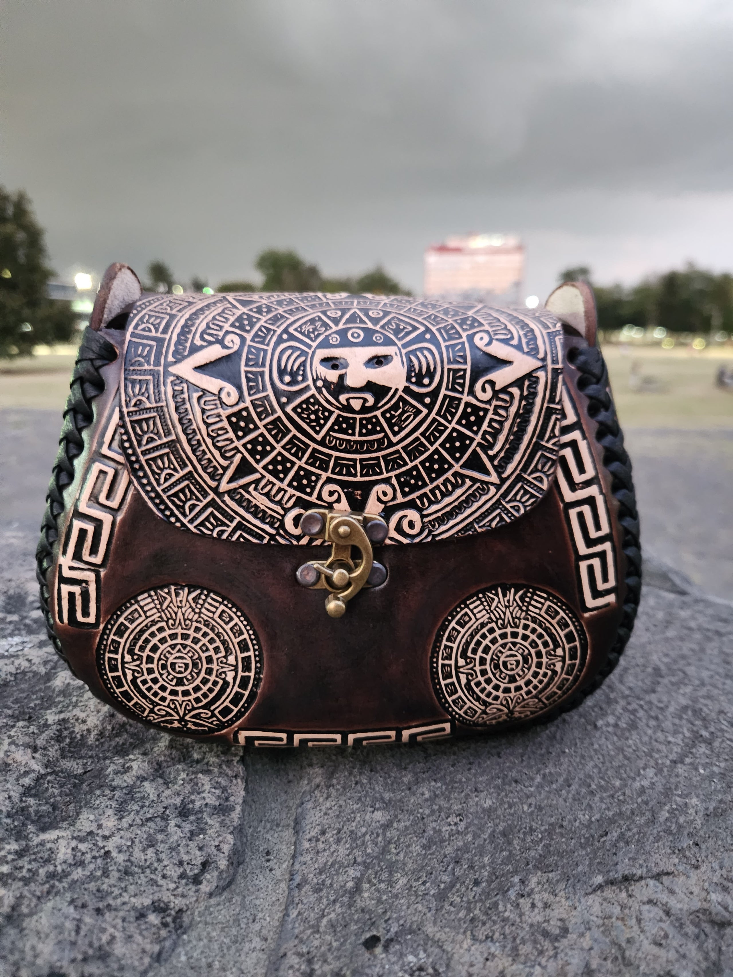 Leather bag from Guerrero, Mexico sold